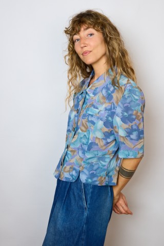 Camisa vintage de flores azules- Ropa mujer SusiSweetdress