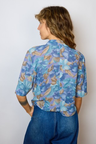 Camisa vintage de flores azules- Ropa mujer SusiSweetdress