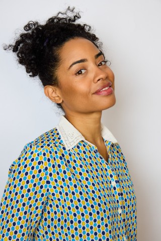 Camisa vintage blanca con estampado geométrico- Ropa mujer SusiSweetdress