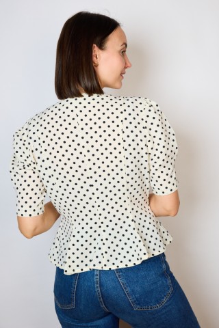 Camisa vintage blanca con puntos negros- Ropa mujer SusiSweetdress