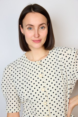 Camisa vintage blanca con puntos negros- Ropa mujer SusiSweetdress