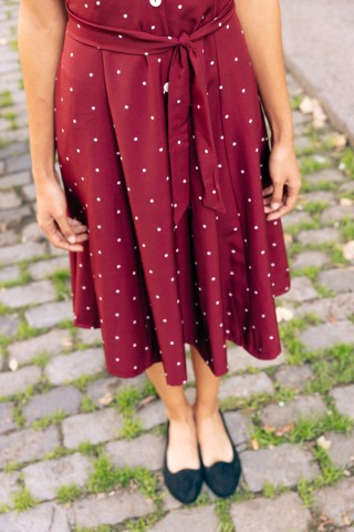 Vestido granate topos beis tirantes - Colección SusiSweetdress