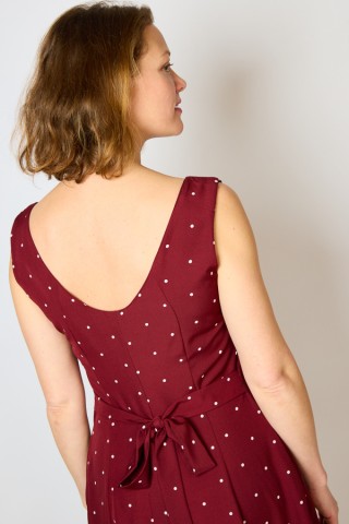 Vestido granate topos beis tirantes - Colección SusiSweetdress