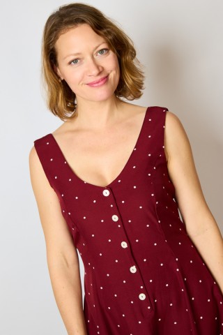 Vestido granate topos beis tirantes - Colección SusiSweetdress