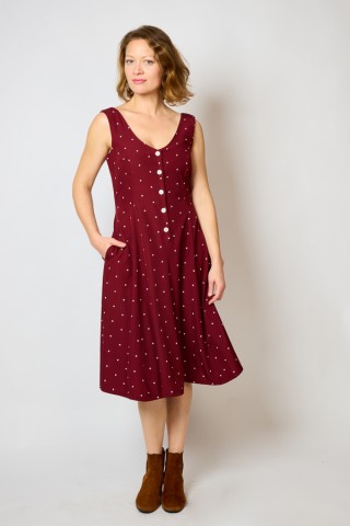 Vestido granate topos beis tirantes - Colección SusiSweetdress