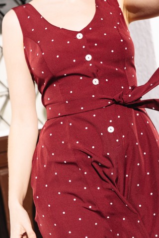 Vestido granate topos beis tirantes - Colección SusiSweetdress