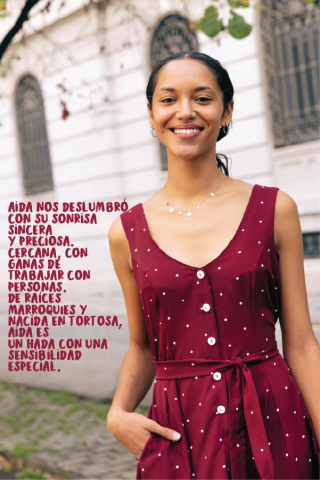 Vestido granate topos beis tirantes - Colección SusiSweetdress