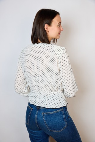 Camisa vintage blanca con puntos negros- Ropa mujer SusiSweetdress