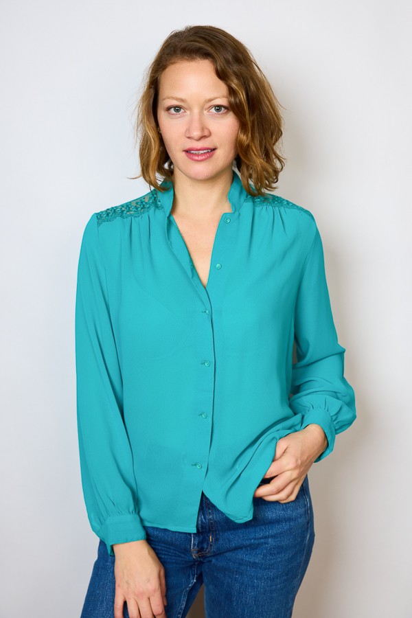 Camisa vintage azul verdosa- Ropa mujer SusiSweetdress