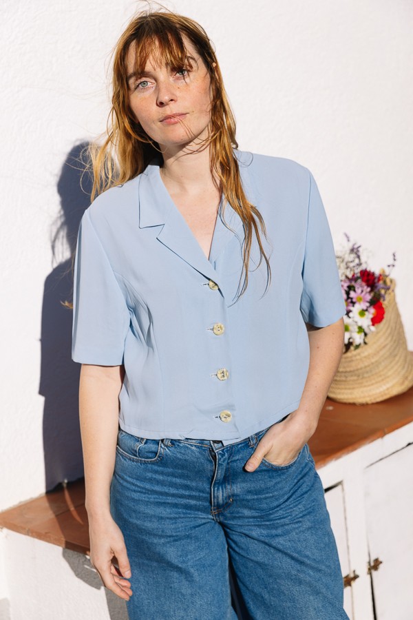 Camisa vintage azul pastel- Ropa mujer SusiSweetdress