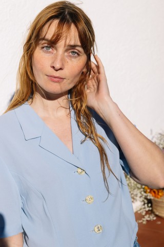 Camisa vintage azul pastel- Ropa mujer SusiSweetdress