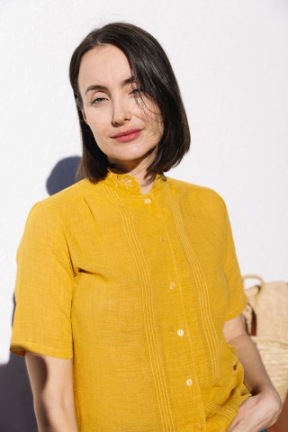 Camisa vintage mostaza- Ropa mujer SusiSweetdress