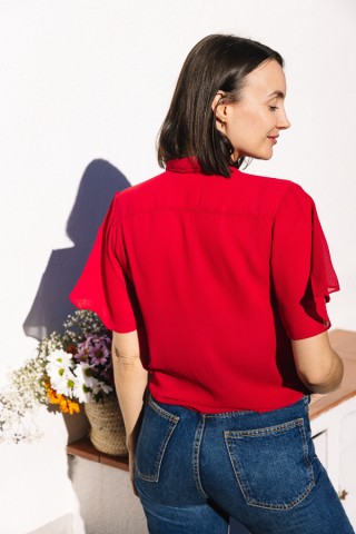 Camisa vintage groja con bordado de flores- Ropa mujer SusiSweetdress