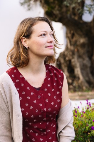 Vestido vintage granate con flores blancas - Ropa mujer vintage SusiSweetdress