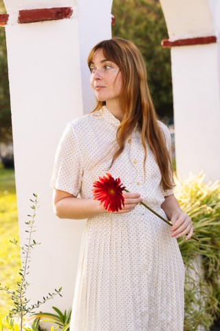 Vestido vintage blanco con puntitos negros - Ropa mujer vintage SusiSweetdress