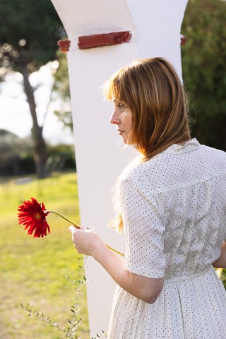Vestido vintage blanco con puntitos negros - Ropa mujer vintage SusiSweetdress
