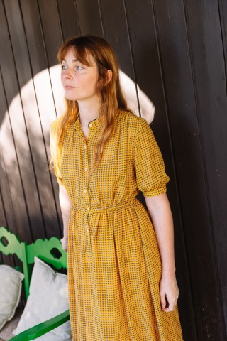 Vestido vintage mostaza con florecitas pequeñas - Ropa mujer vintage SusiSweetdress