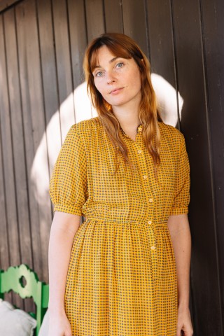 Vestido vintage mostaza con florecitas pequeñas - Ropa mujer vintage SusiSweetdress