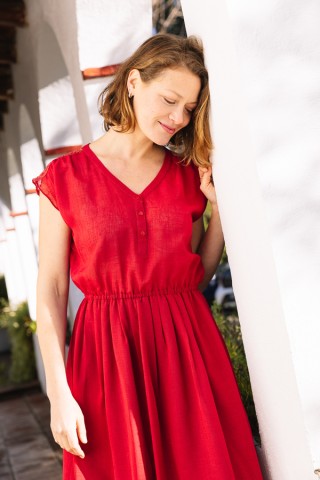 Vestido vintage rojo con encaje en la espalda - Ropa mujer vintage SusiSweetdress