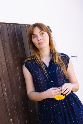 Vestido vintage azul marino con puntitos - Ropa mujer vintage SusiSweetdress