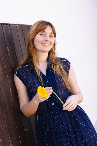 Vestido vintage azul marino con puntitos - Ropa mujer vintage SusiSweetdress