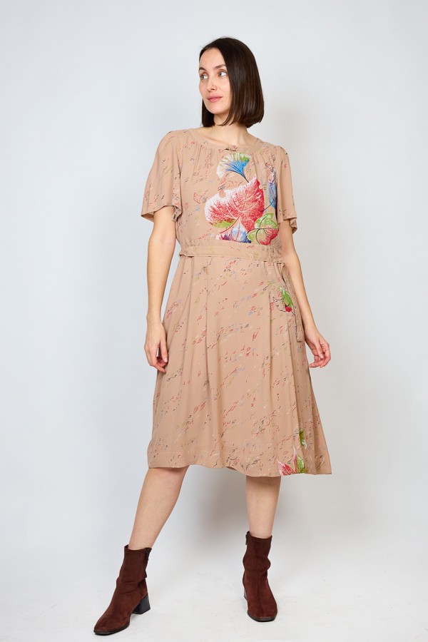 Vestido vintage Beige estampado - Ropa mujer vintage SusiSweetdress