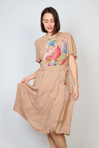 Vestido vintage Beige estampado - Ropa mujer vintage SusiSweetdress