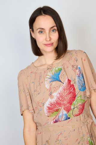 Vestido vintage Beige estampado - Ropa mujer vintage SusiSweetdress