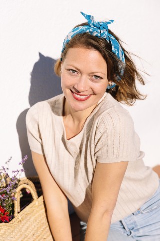 Pañuelo azul celeste con espigas blancas -Complementos SusiSweetdress