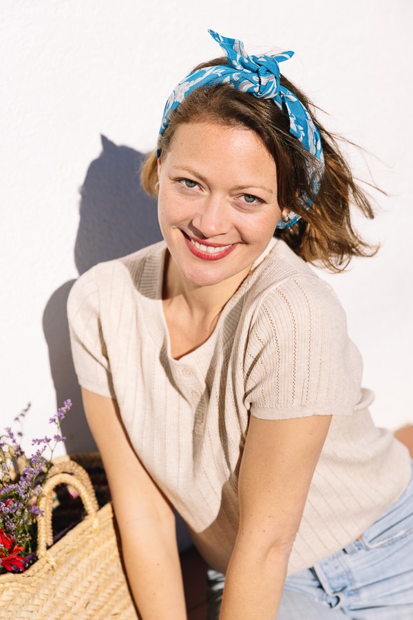 Pañuelo azul celeste con espigas blancas -Complementos SusiSweetdress