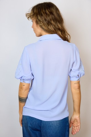 Camisa vintage azul pastel con bordados- Ropa mujer SusiSweetdress