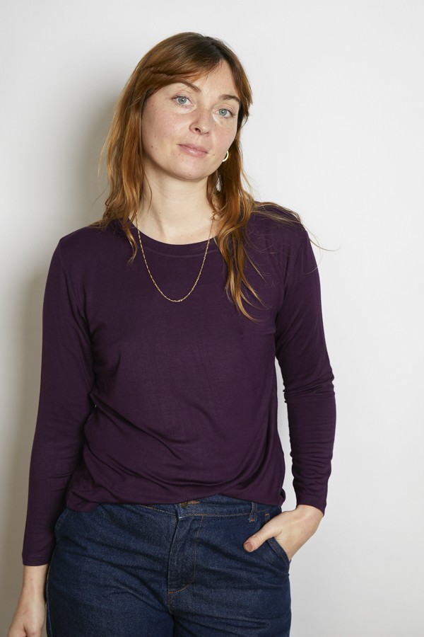 Camiseta SusiSweetdress lila oscuro manga larga- Ropa mujer SusiSweetdress
