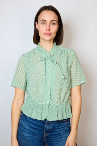 Camisa vintage verde menta con rayas blancas- Ropa mujer SusiSweetdress