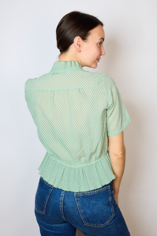 Camisa vintage verde menta con rayas blancas- Ropa mujer SusiSweetdress