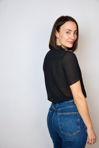 Camisa vintage negra con bordados- Ropa mujer SusiSweetdress
