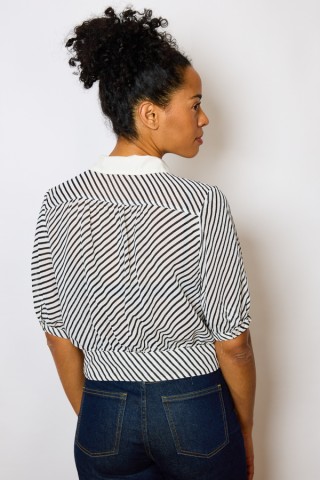 Camisa vintage  blanca con rayas negras- Ropa mujer SusiSweetdress