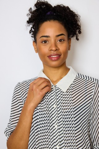 Camisa vintage  blanca con rayas negras- Ropa mujer SusiSweetdress