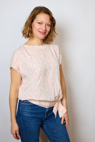 Camisa vintage blanca con estampado rosa- Ropa mujer SusiSweetdress