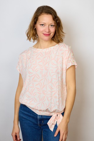 Camisa vintage blanca con estampado rosa- Ropa mujer SusiSweetdress
