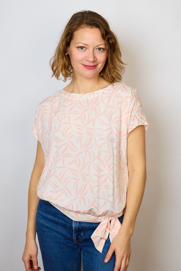 Camisa vintage blanca con estampado rosa- Ropa mujer SusiSweetdress