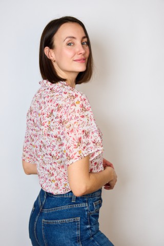 Camisa vintage blanca con estampado floral- Ropa mujer SusiSweetdress