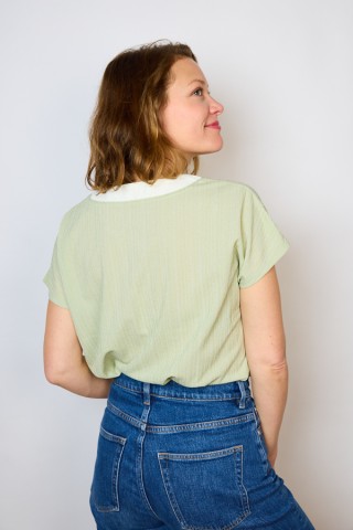 Camisa vintage verde claro con cuello blanco- Ropa mujer SusiSweetdress