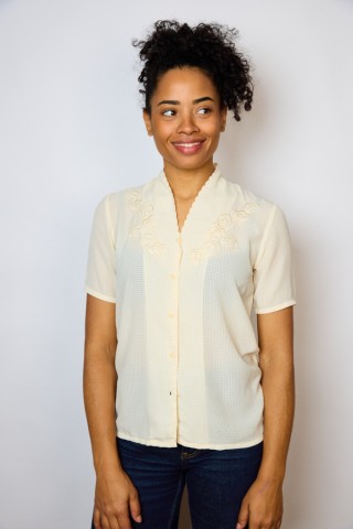 Camisa vintage beige claro con bordados- Ropa mujer SusiSweetdress