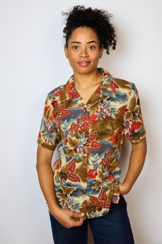 Camisa vintage con estampado de hojas- Ropa mujer SusiSweetdress