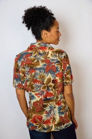 Camisa vintage con estampado de hojas- Ropa mujer SusiSweetdress