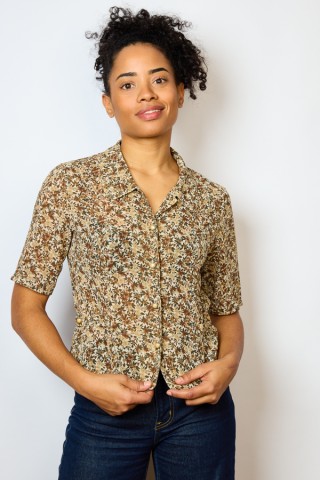 Camisa vintage beige con estampado floral- Ropa mujer SusiSweetdress