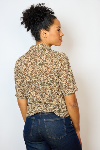 Camisa vintage beige con estampado floral- Ropa mujer SusiSweetdress