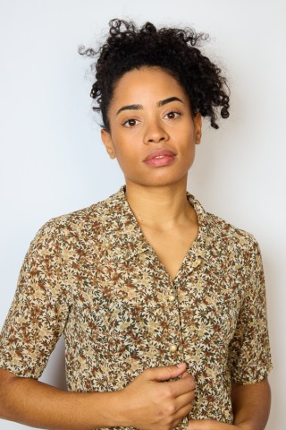 Camisa vintage beige con estampado floral- Ropa mujer SusiSweetdress