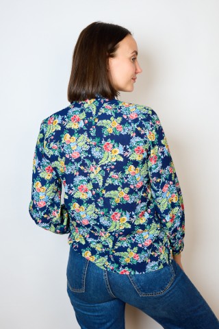 Camisa vintage azul con flores multicolor - Ropa mujer SusiSweetdress