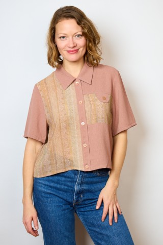 Camisa vintage rosa palo estampada- Ropa mujer SusiSweetdress